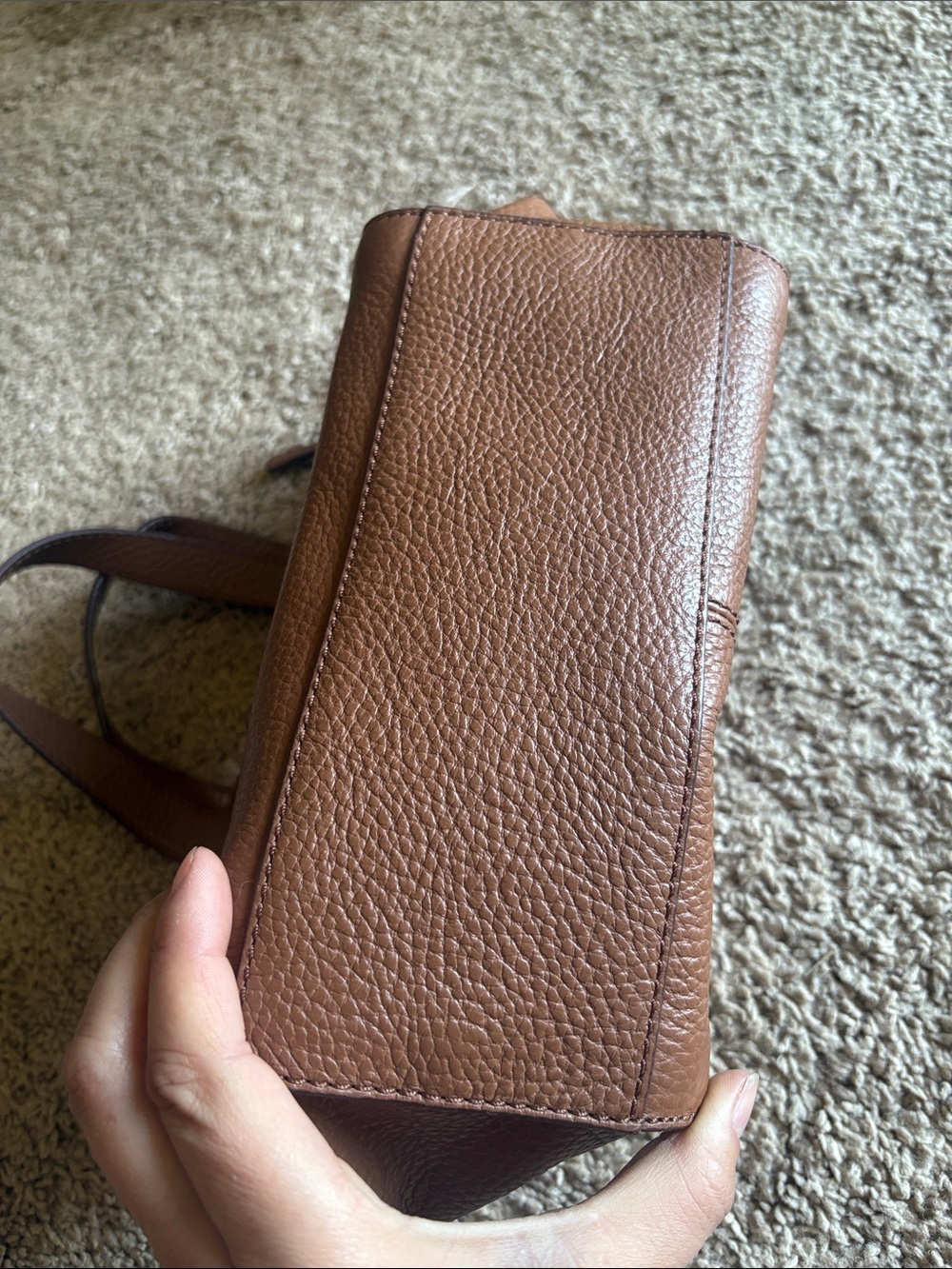 Fossil Tessa satchel Chestnut Brown Pebbled Leather Shoulder Bag - Picture 15 of 16